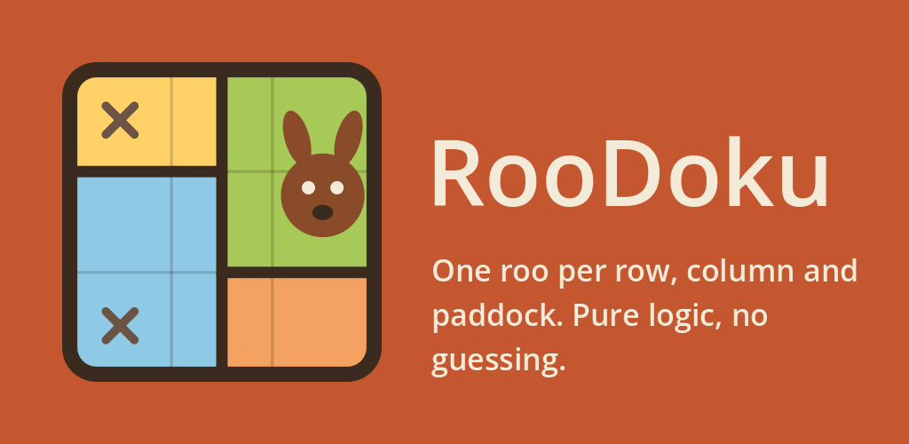 A RooDoku puzzle board with kangaroos placed in coloured paddocks